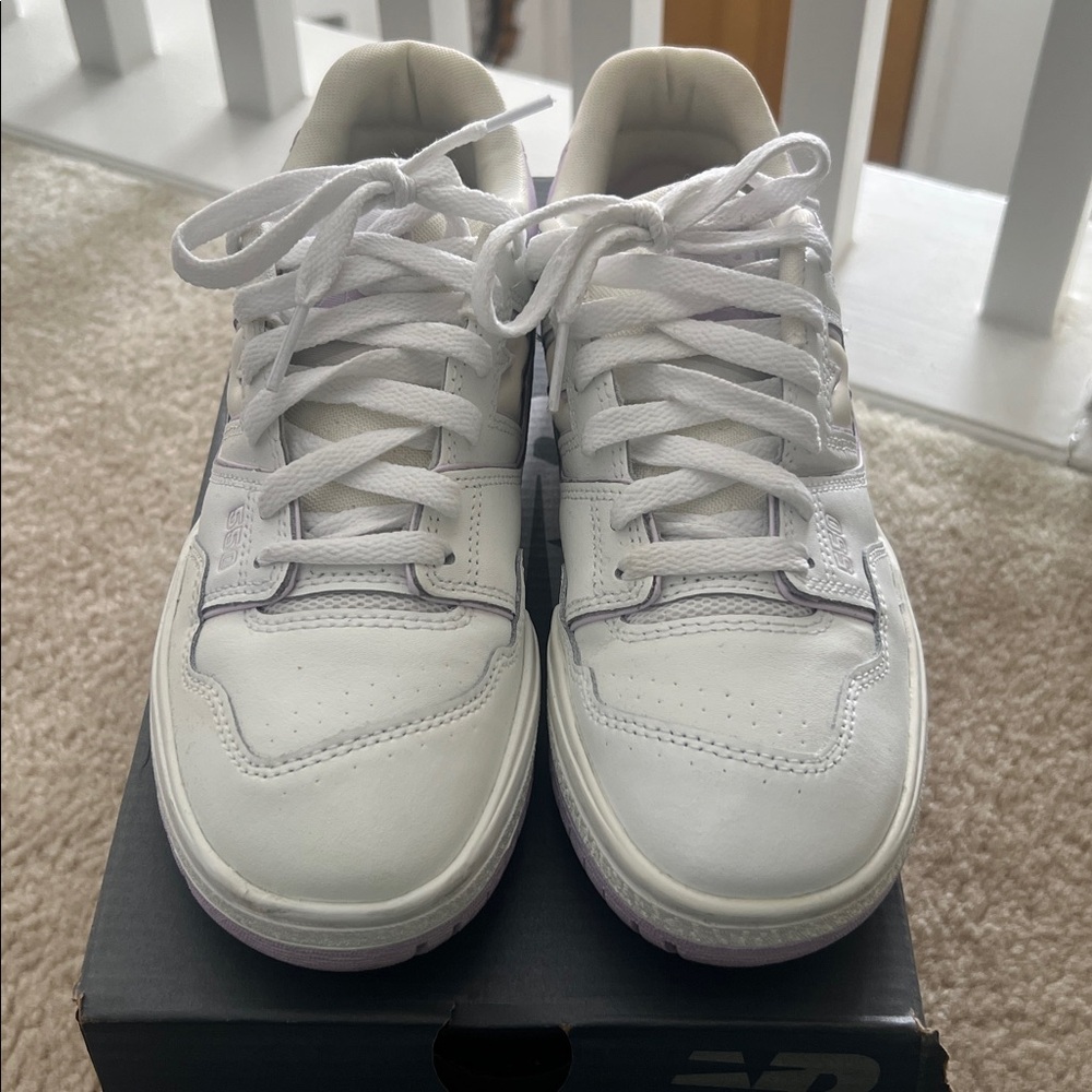 New Balance Kids White and Purple Sneakers - Picture 2 of 3